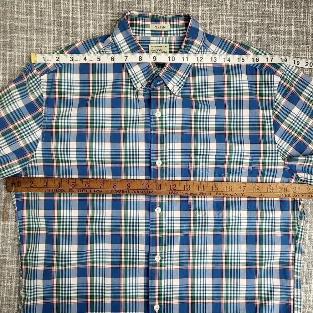 J. Crew Plaid Casual Dress Shirt Blue Multicolor Men's M